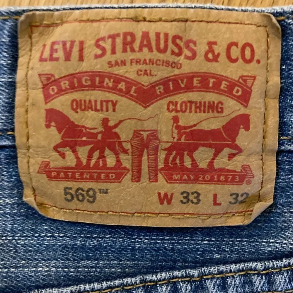 Levi’s 569 Straight Denim Jeans Faded Light Medium Wash Size 33 x 32